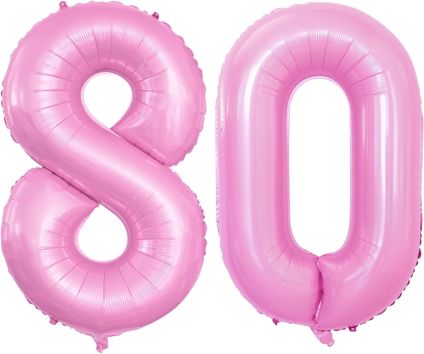 GOER Number 80 Balloons for 80th Birthday Party Decorations,42 Inch Jumbo Foil Helium Balloons for 80th Anniversary (Light Pink)
