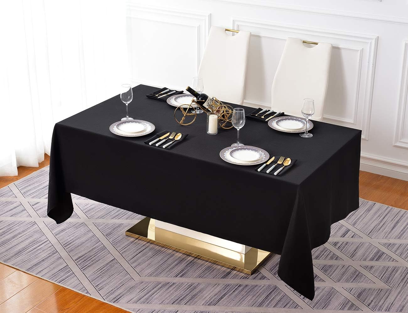 Surmente 10 Pack Black Tablecloth 60 x 102-inch Rectangular Polyester Table Cloth for Weddings, Banquets, or Restaurants