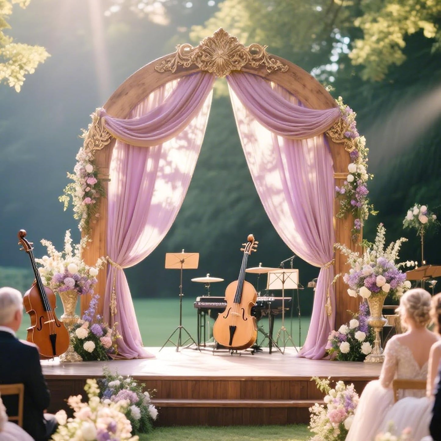 VOK Wedding Arch Draping Fabric Chiffon Fabric, 29in x 18Ft Sheer Chiffon Outdoor Curtain for Wedding Ceremony Birthday Party Decoration (Dusty Rose,1 Panel)