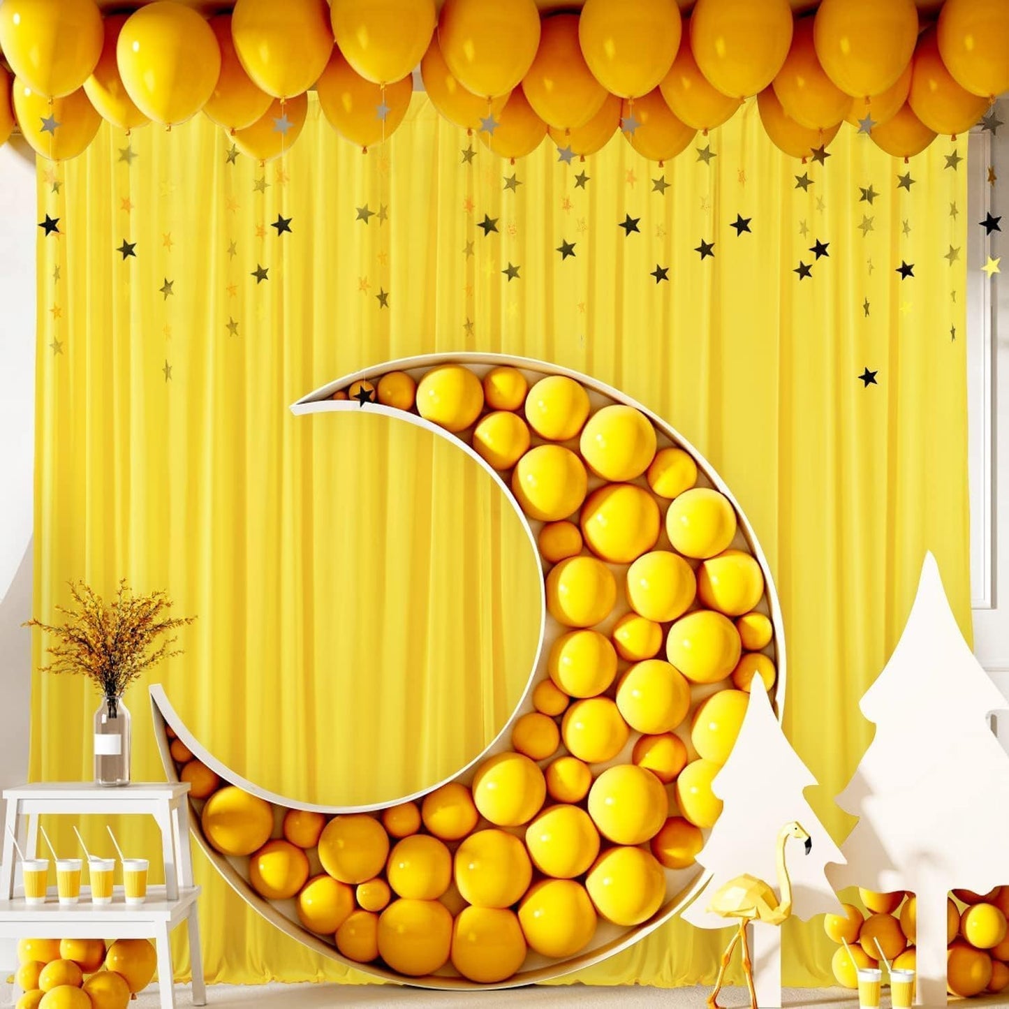 AK TRADING CO. 10 feet x 8 feet IFR Polyester Backdrop Drapes Curtains Panels with Rod Pockets - Wedding Ceremony Party Home Window Decorations - Lemon Yellow