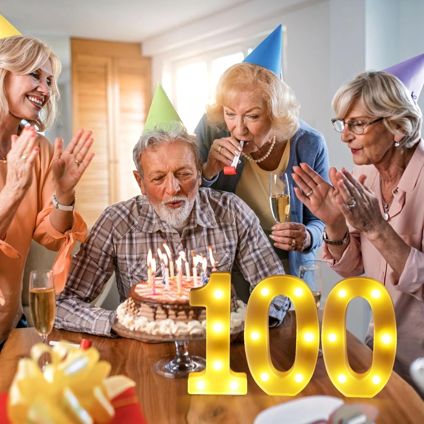 100th Birthday Decorations for Women Men,100 Birthday Decorations for Centerpieces Table,100 Light Up Numbers Sign Led for Party Backdrop Wall Decor for Wedding Anniversary Home