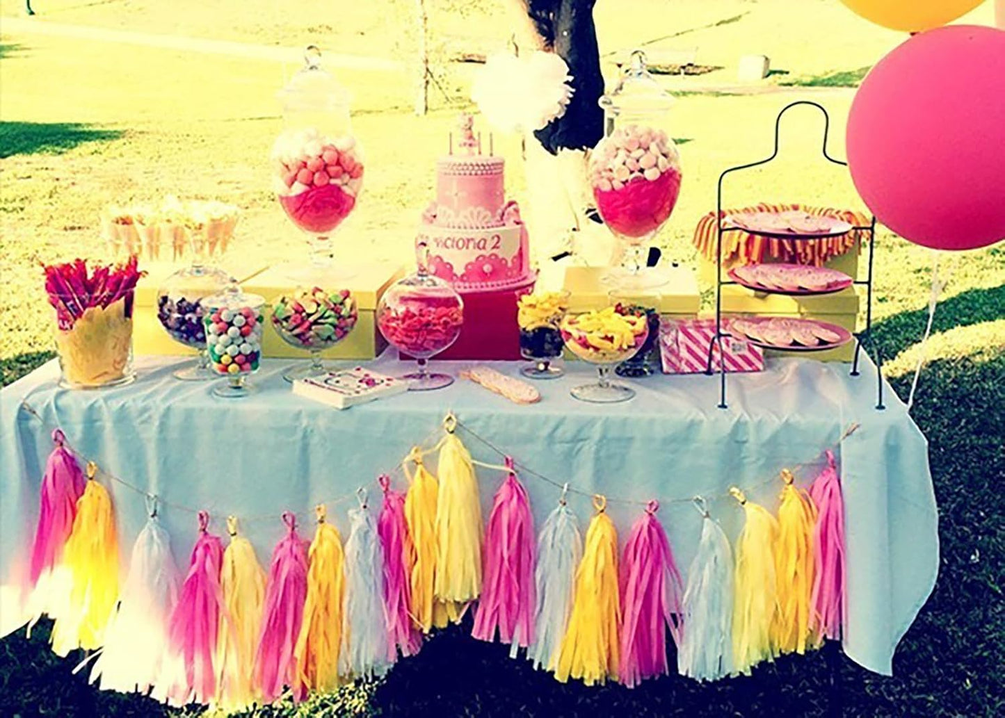 ZOOYOO Shiny Tassel Garland Tissue Paper Tassel Banner,Table Decor,DIY Kits for Tassels Party Decoration,Pack of 20(Green, Gold, Beige, Khaki)