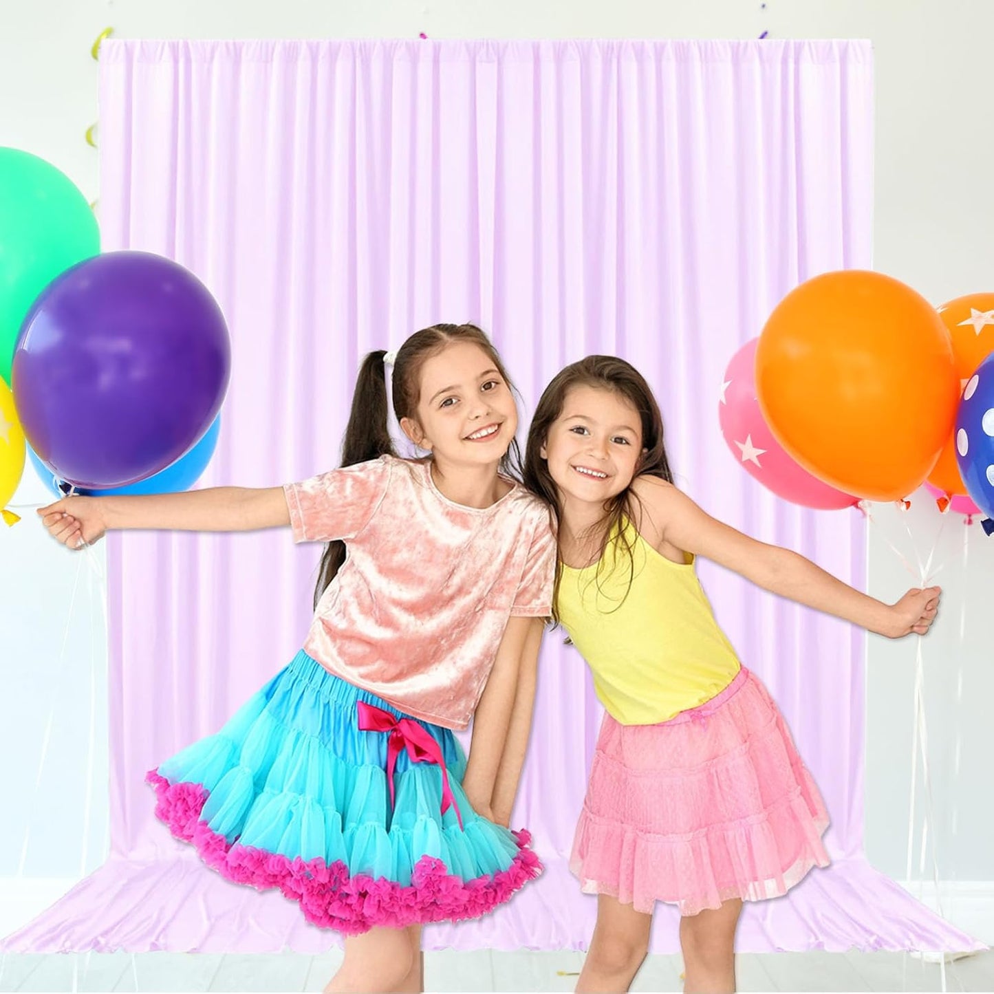 10ft x 10ft Light Purple Backdrop Curtains for Parties, Fabric Satin Background Curtain with Rod Pockets for Weddings, Birthday, Baby Shower, Photography, Graduation Party Backdrop Drapes, 2 Panels