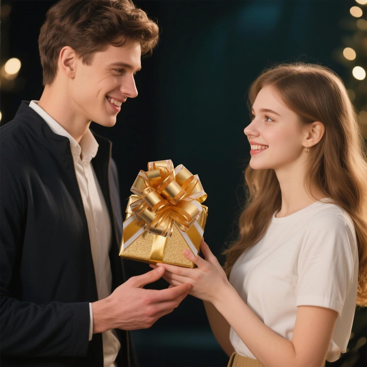 6 Pcs 6 Inch Golden Pull Bows, Perfect for Gift Wrapping, Weddings, Party Decorations, Crafts Easy-to-Use Pull Bows for Gifts and Events