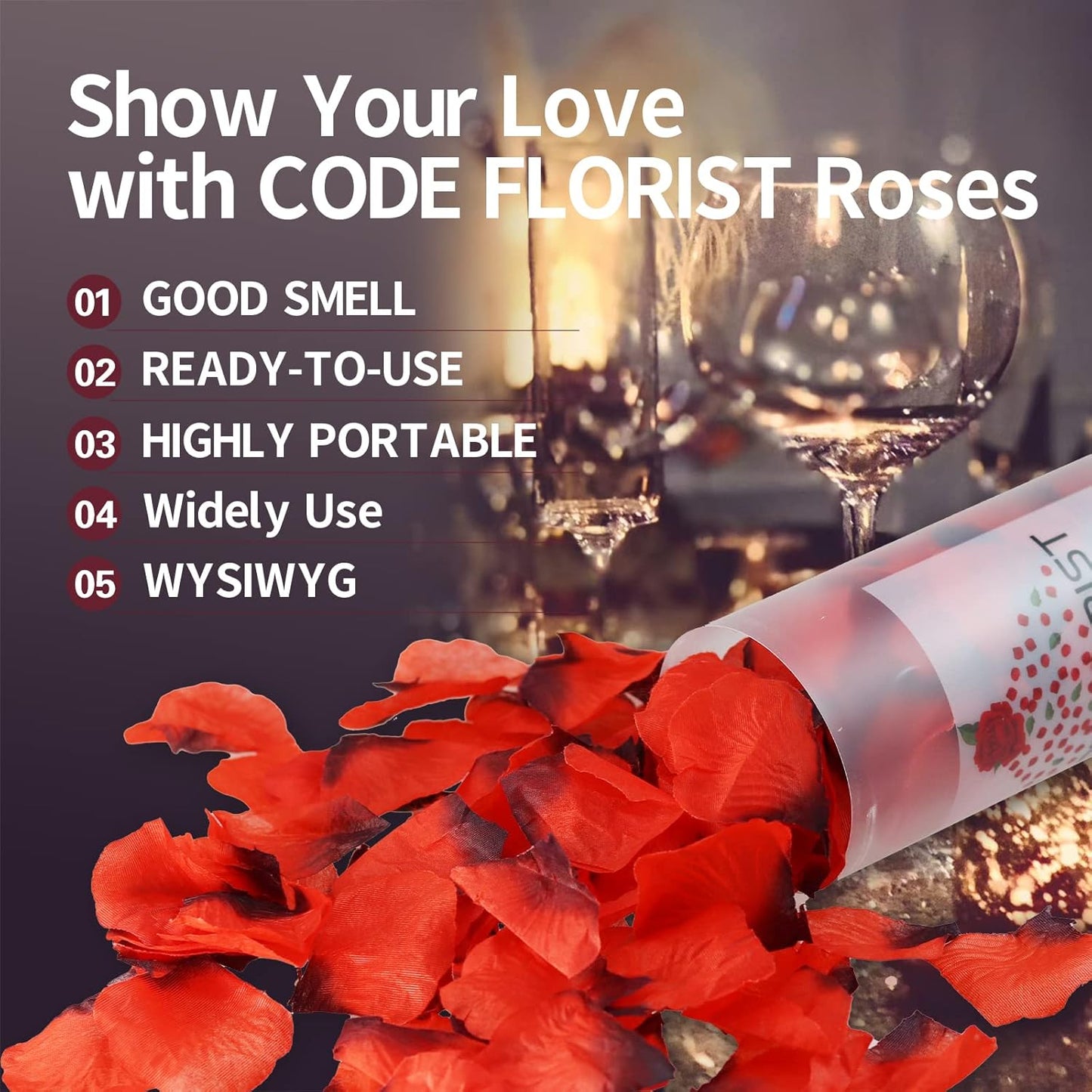 CODE FLORIST 1500 PCS Dark-Red Silk Rose Petals for Valentine's Day,Romantic Night,Wedding,Proposal Anniversary Flower Decorations(Separated,Scented)
