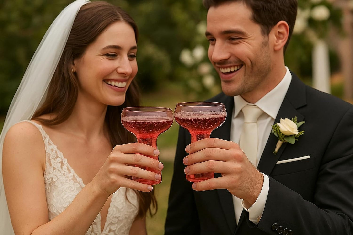 Lunara Clear Plastic Margarita Glasses, 11 oz, Set of 40, Disposable Party Cups for Cocktails (Pink Clear)