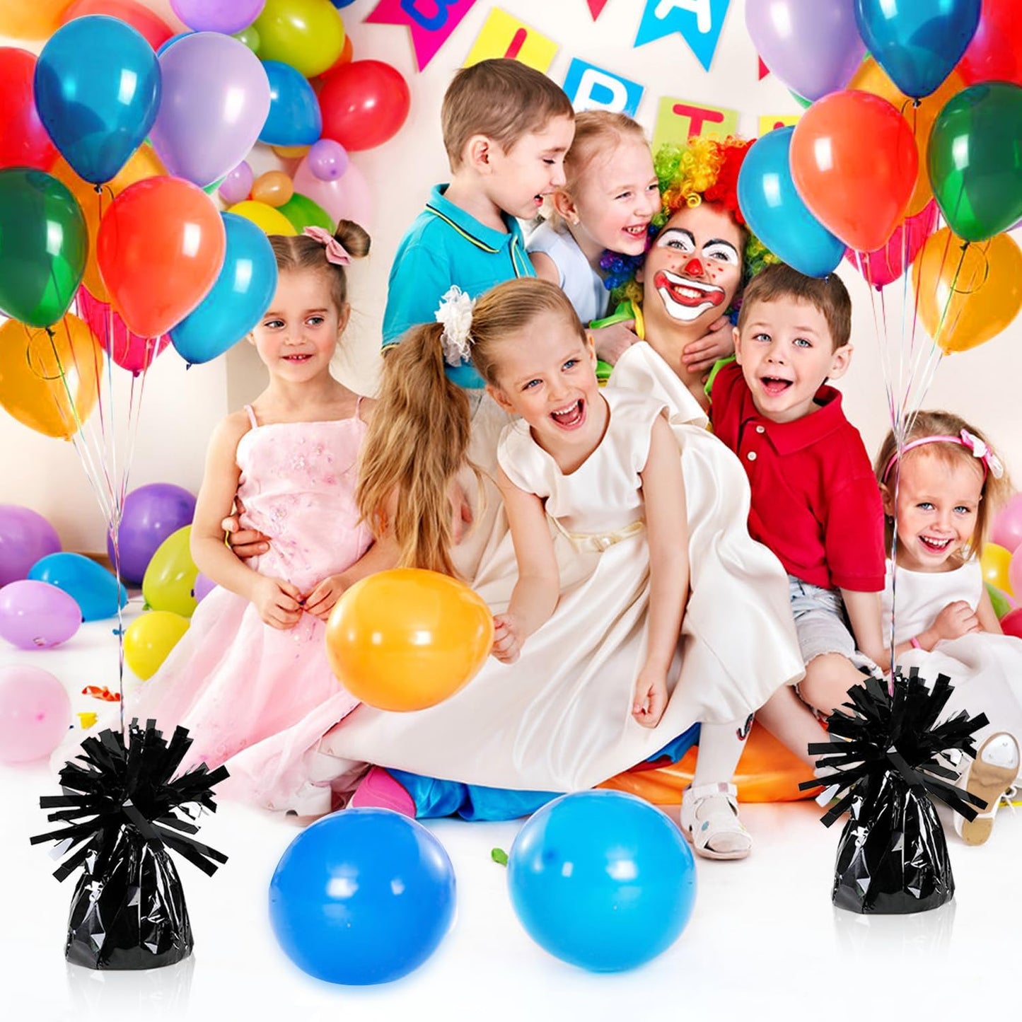 12PCS Balloon Weight Metallic Heavy Solid Balloon Pendant Pack Holder For Table Centerpieces Birthday Wedding Chrismas Party Decoration (Black)