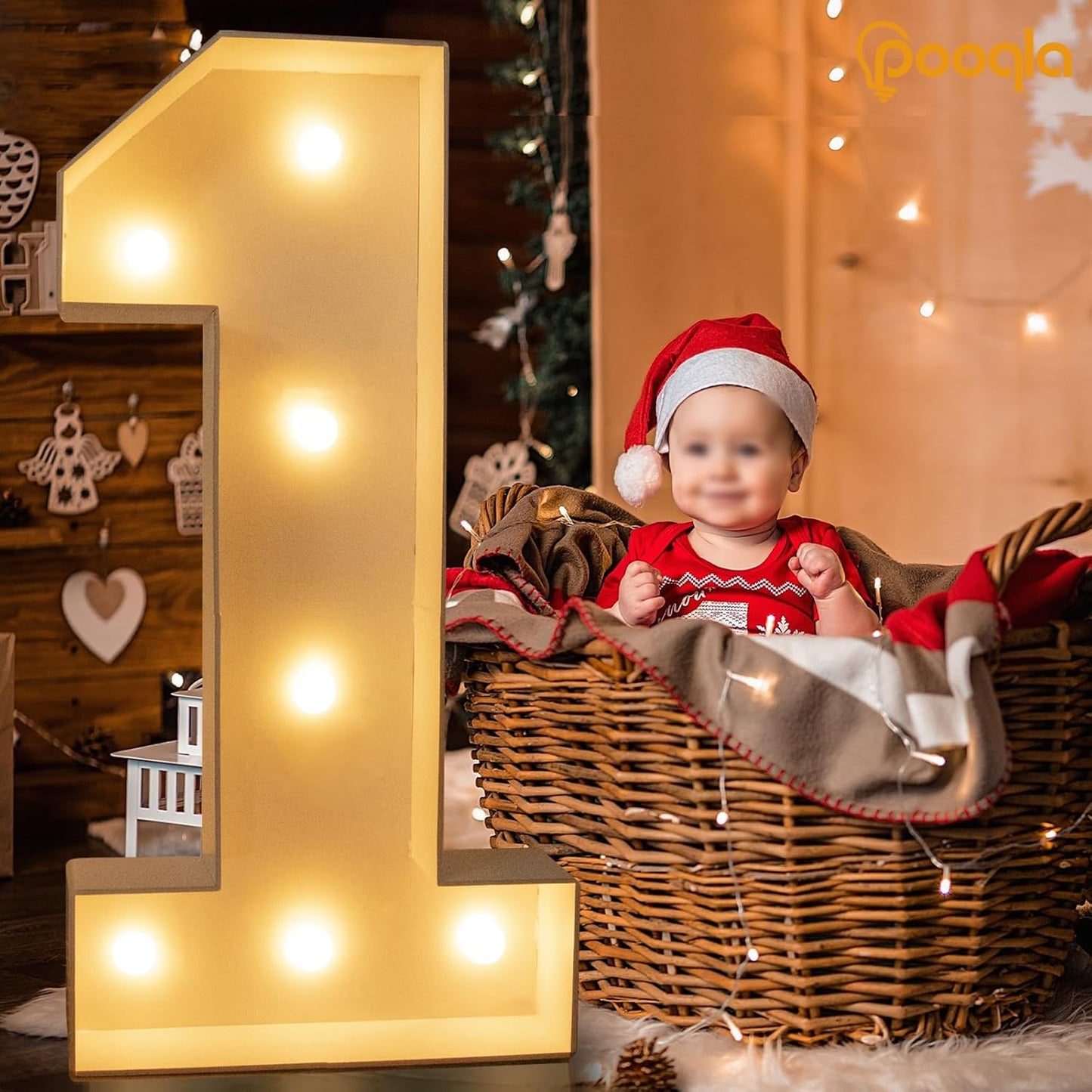 Pooqla 3FT Light Up Marquee Numbers, Cool White and Warm White LED Large Lighted Marquee Numbers, Giant Mosaic Light Up Numbers for Balloons 7th 17th 70th Birthday Decoration Party Decor, LED Number 7