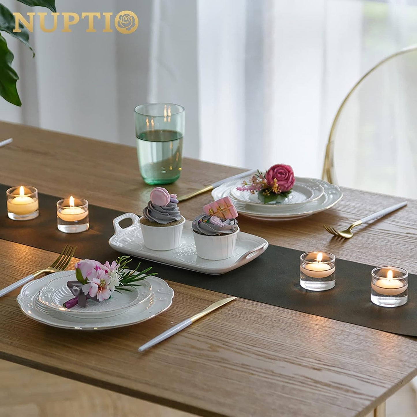 NUPTIO Glass Votive Candle Holders: Set of 24 Clear Tealight Holders Bulk - Mini Floating Candleholder for Christmas Thanksgiving Party Table Centerpieces Home Decor (1.8 x 1.57 inch)