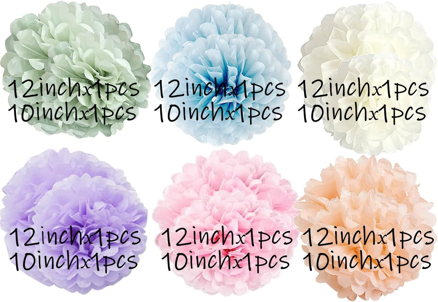 Pastel Rainbow Party Decorations in Colorful Tissue Paper Pom Poms Blush Pink Purple Peach Mint Light Blue Baby Bridal Shower Decorations (Macaron)