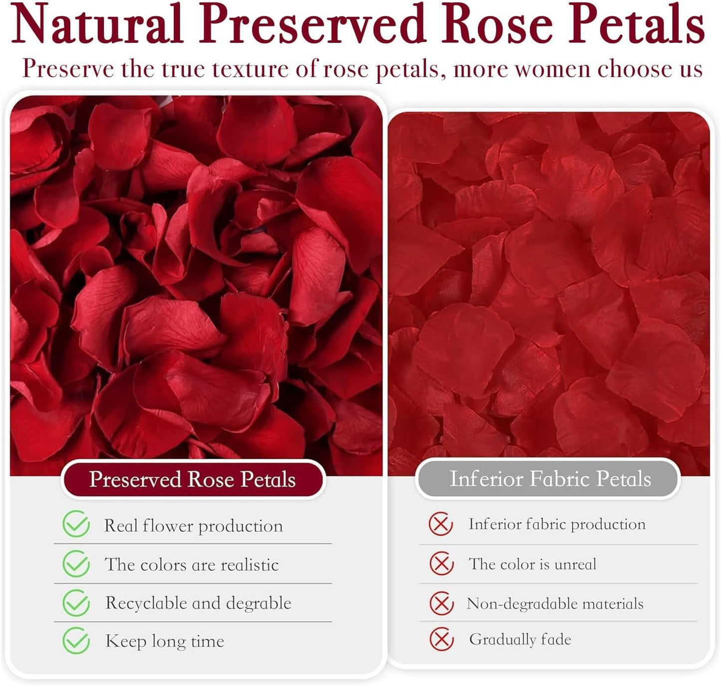 300 PCS Dried Real Red Rose Flower Petals Confetti for Wedding, 2.82oz Preserved Freeze Flower Girl Petals for Romantic Night Wedding Proposal Centerpeice Shower Party Decor
