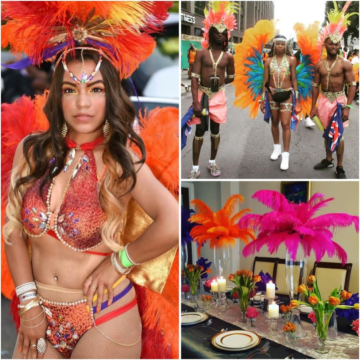 Ballinger Orange Large Ostrich Feathers - 24Pcs 8-10inch Big Feathers for Crafts,Wedding Party Centerpieces and Halloween Home Decor