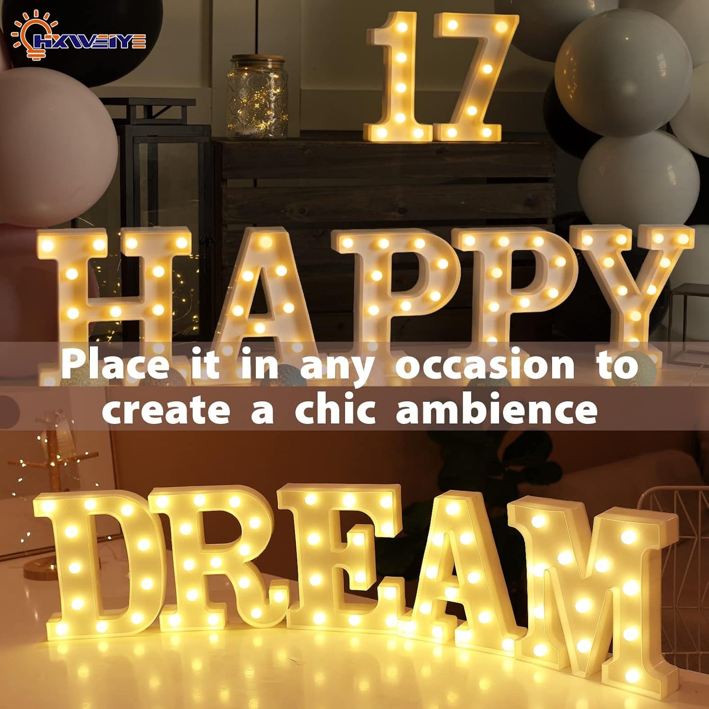 HXWEIYE Marquee Light Up Numbers-7, Led Large Numbers Letters Sign 26 Alphabet and 10 Number for Party Décor, Light Up Letters Battery Powered Warm White Christmas Decoration Numbers Light