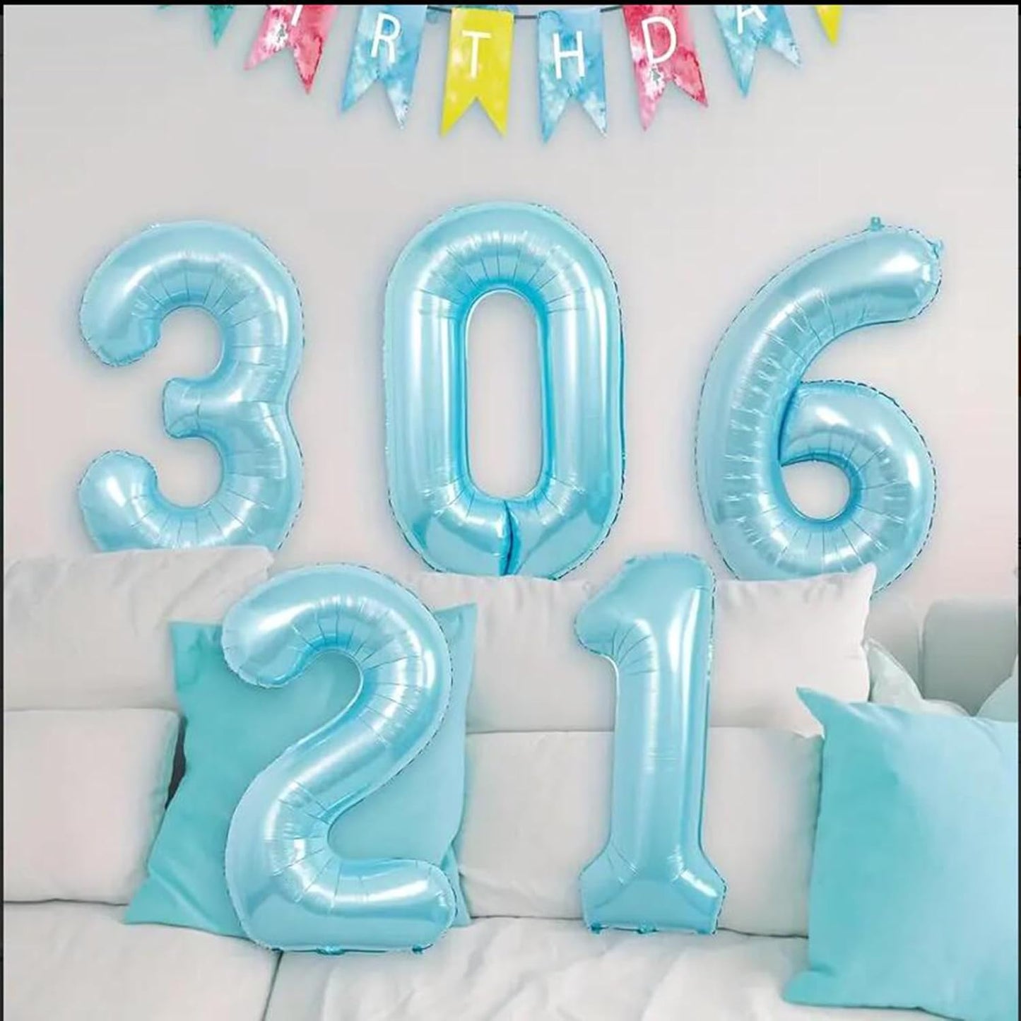 40 inch Blue Number 6 Large Numbers Balloon 0-9 Birthday Party,Foil Mylar Big Balloon Digital 6 for 6 16 26 66 Birthday Party,Wedding, Anniversary Supplies Decorations (Blue No 6)