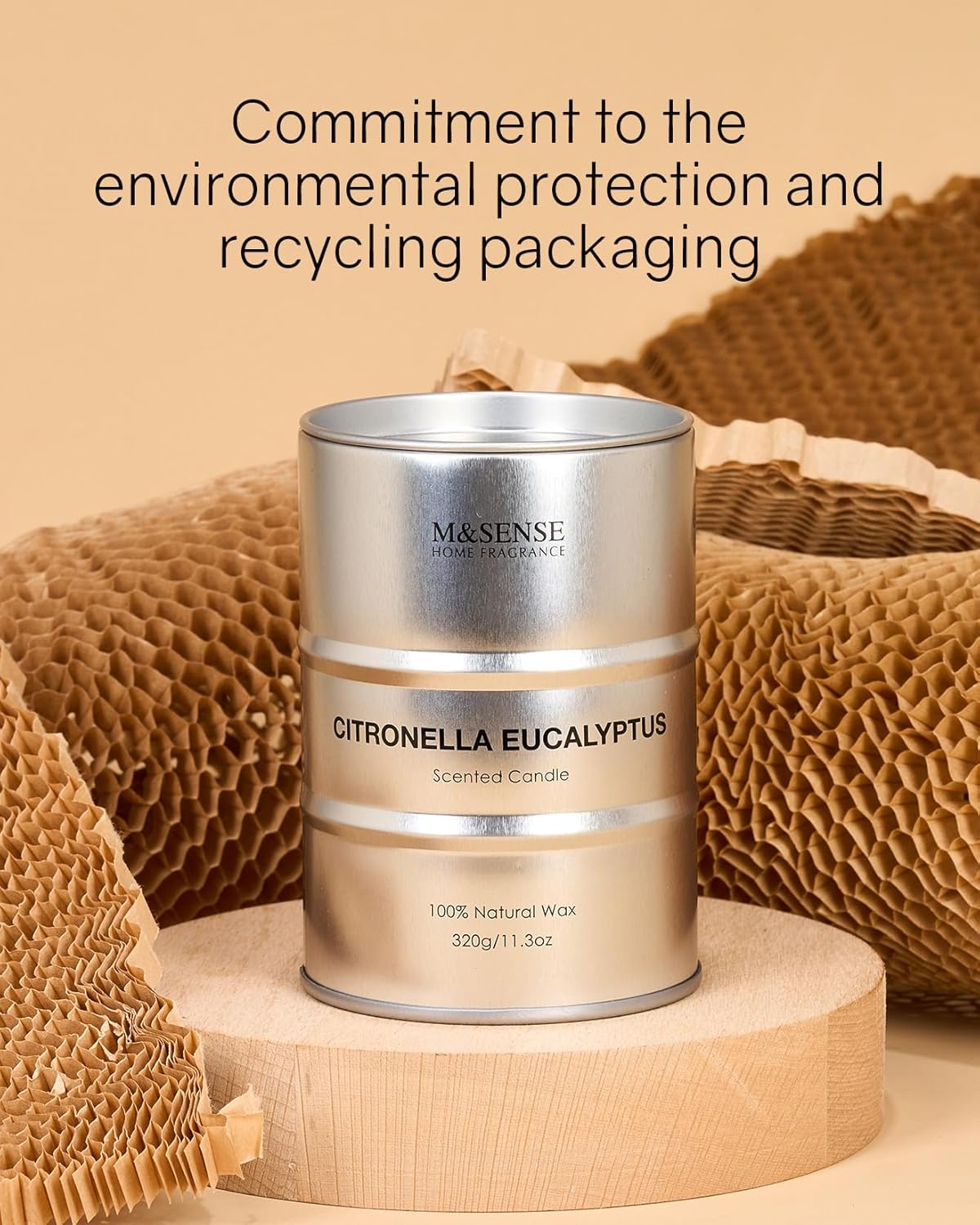 M&SENSE Scented Candle, Citronella Eucalyptus Medium Jar Candle for Men, 70 Hours Slow Burning Natural Soy Candles 11.3oz, Stress Relief Aromatherapy Candles Home Decor, Valentines Day Gifts for Him