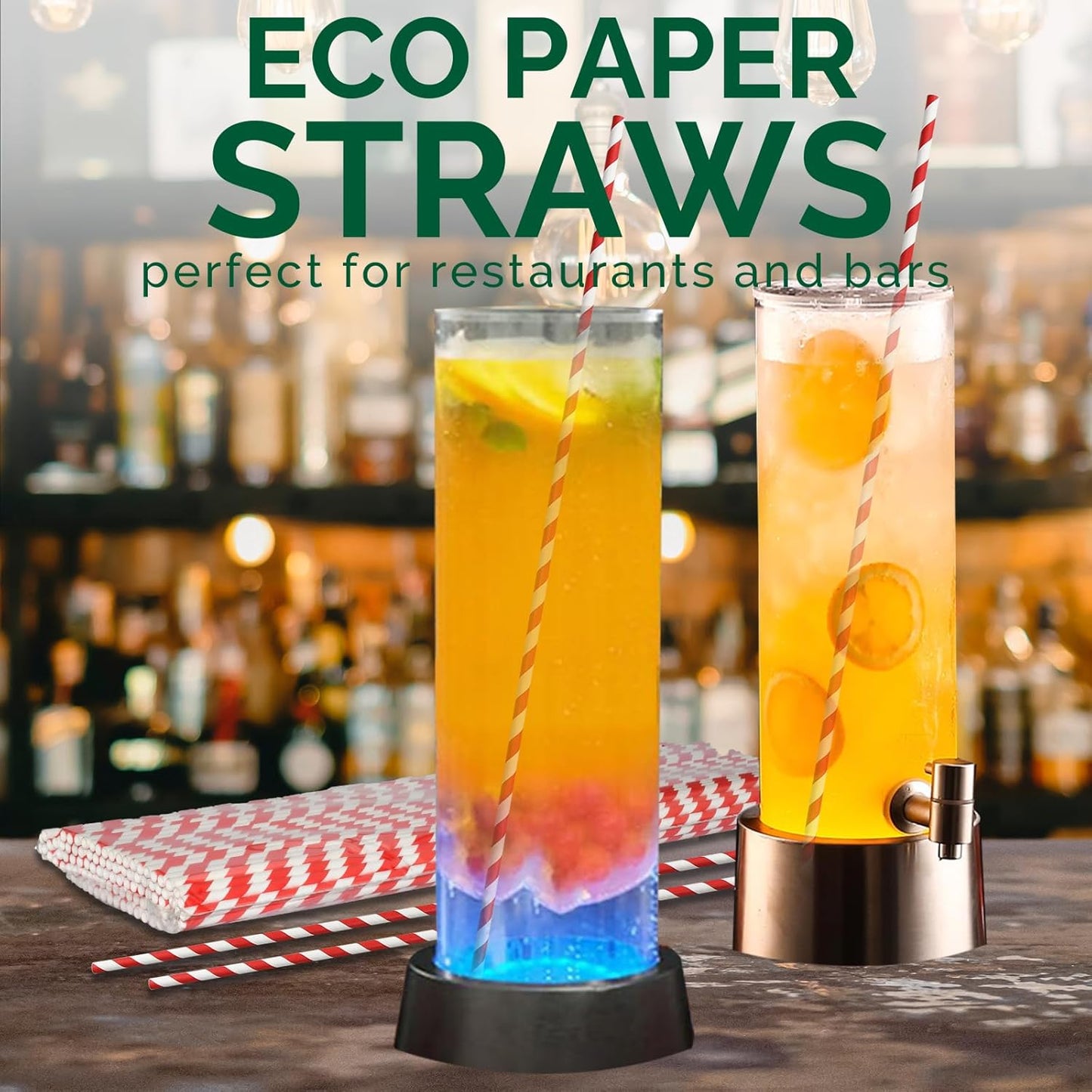 18 Inch Extra Long Paper Drinking Straws - For Large Drinks, Cotton Candy Sticks, DIY Crafts - Red, 100 Counts- 100% Biodegradable