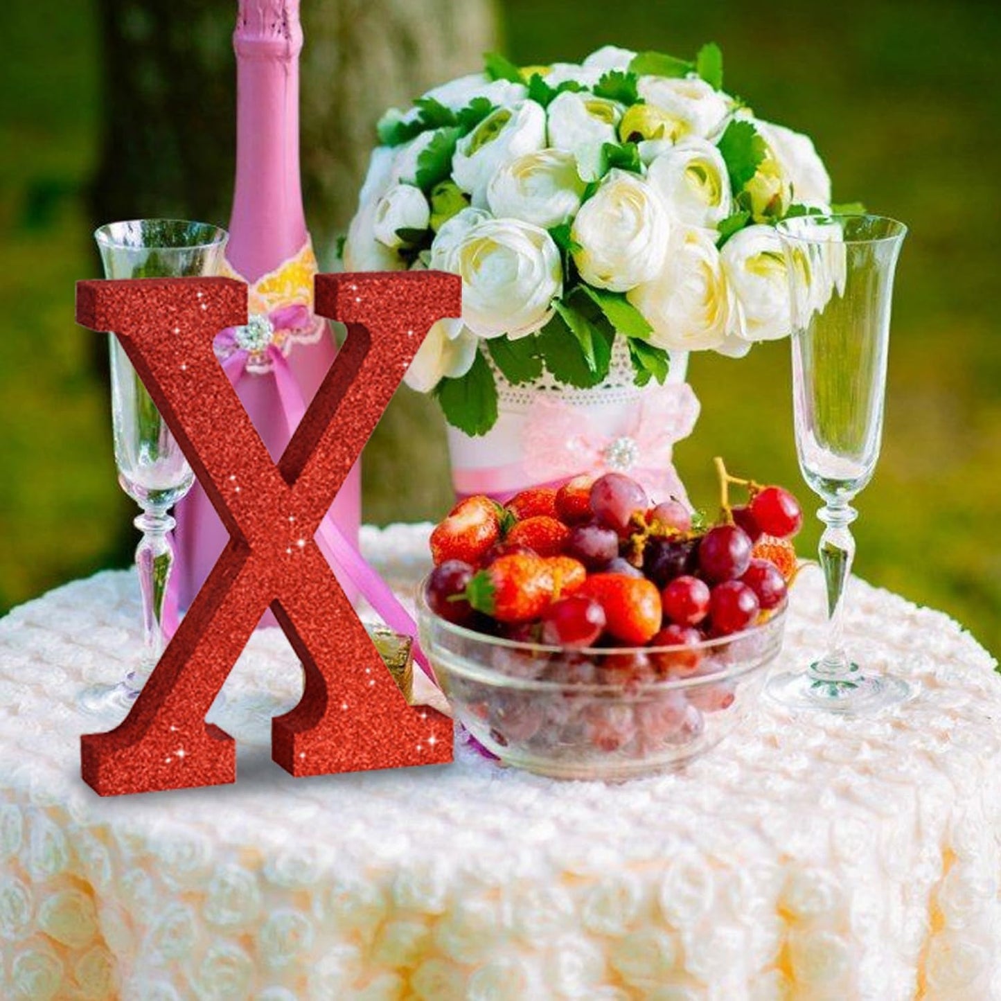 TONIFUL 8 Inch Red Glitter Letter X Table Centerpiece A-Z Red Birthday Party Decorations,Red Alphabet X for Birthday,Chrismas,Graduation,Bridal Shower,Wedding,Anniversary Party Supplies