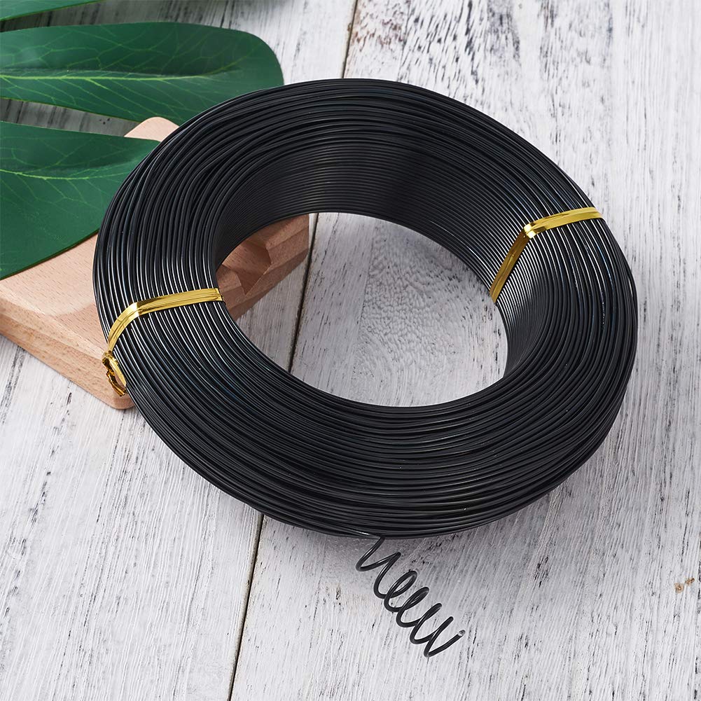 Fashewelry 459 Feet 17 Gauge Aluminum Wire Black Bendable Metal Craft Wire for Beading Jewelry Craft Making (1.2mm)