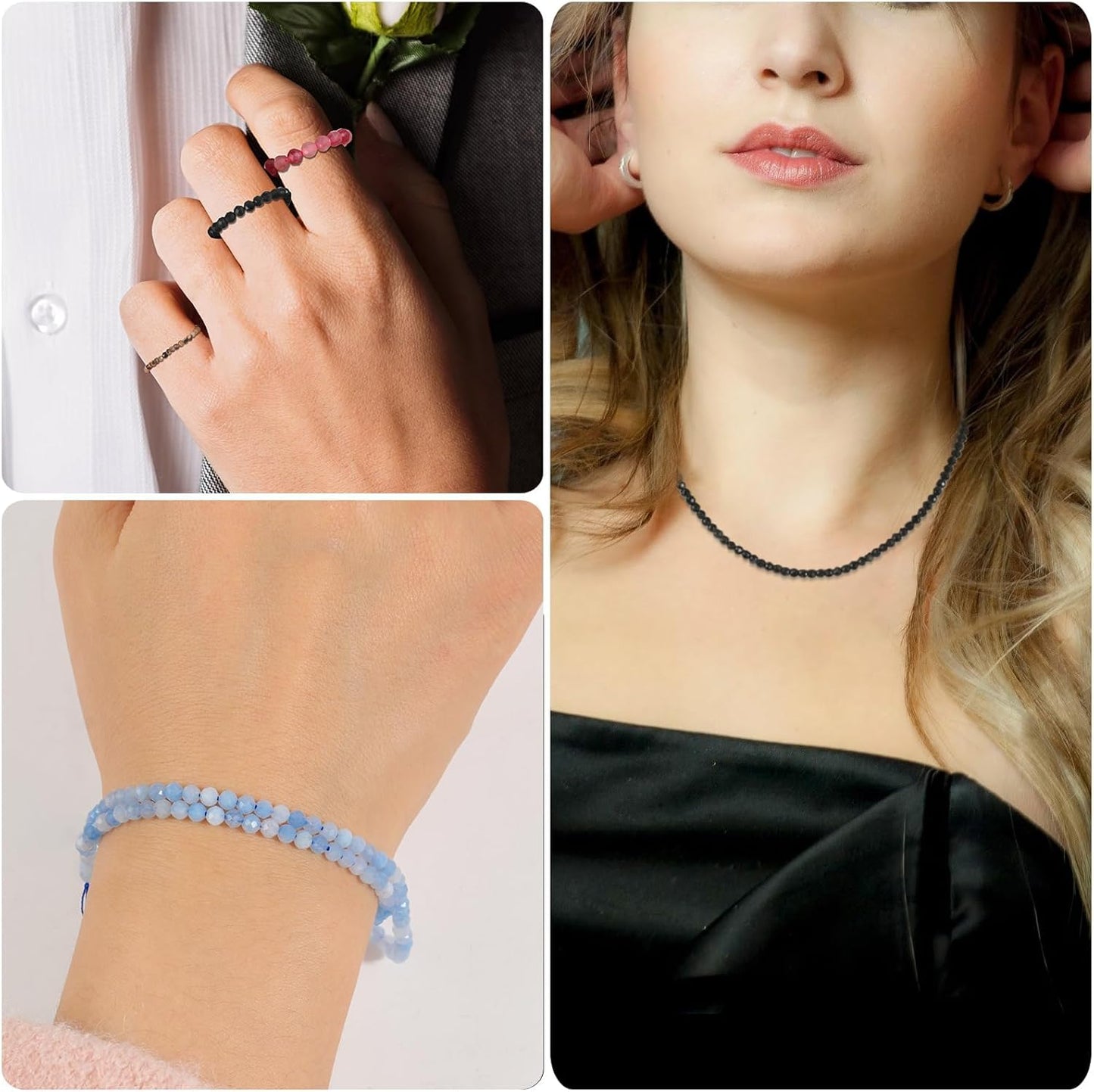 Song Xi 90pcs 4mm Natural Dark Lapis Lazuli Gemstone Beads Faceted Round Loose Stone Beads for Jewelry Making