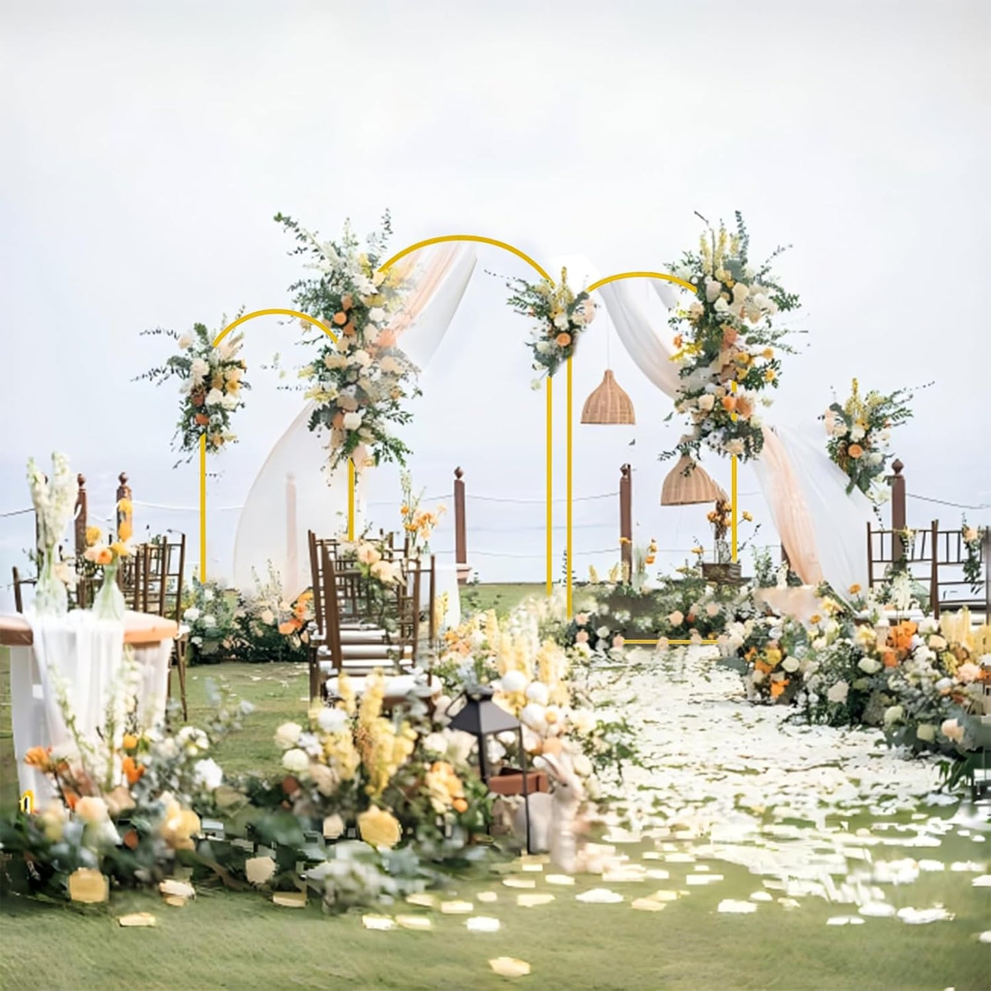 Bazen Wedding Arch Backdrop Stand 7.2FT, 6.6FT, 6FT Set of 3 Metal Arch Backdrop Stand for Birthday Party Wedding Ceremony Bridal Baby Shower Banquet Party Event Decor