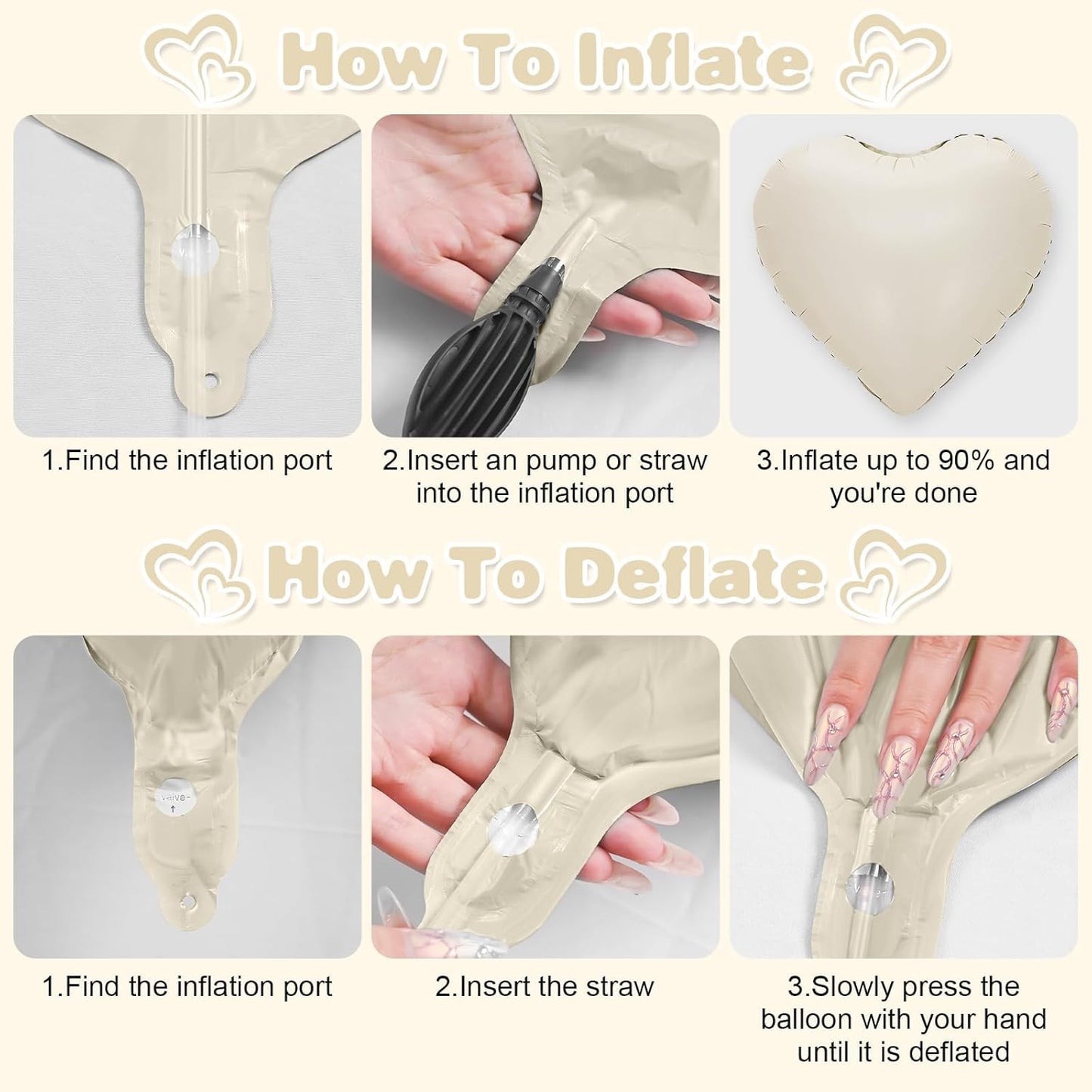 Blue Cream White Heart Balloons,12Pcs 18Inch Baby Blue Beige Apricot Nude Heart Shaped Foil Helium Polyester Film Balloons for Baby Shower Birthday Anniversary Wedding Engagement Party Decorations