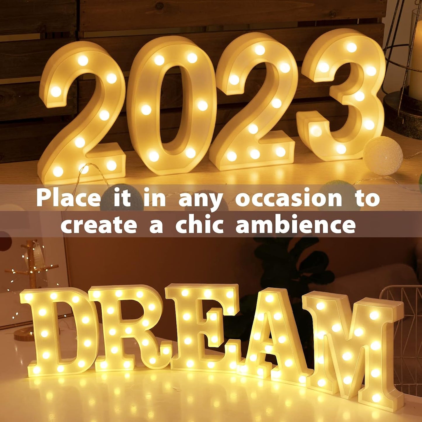 HXWEIYE Light Up Numbers-2, LED Marquee Number Lights Sign 26 Alphabet and 10 Number Big Light Led Letters for Party Birthday Bar Battery Powered Christmas Decor Letter Lights (Warm White)