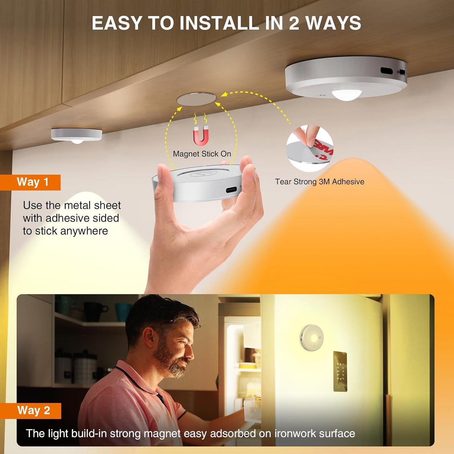 RGB Puck Lights with Remote Control, 2000mAh Rechargeable Stick on Led Lights, 9 Colors & 2 Dynamic, Tap Light with Timing,Under Cabinet Lighting for Closet,Kitchen,Cabinet,Shelf(Silver, 5 Pack)