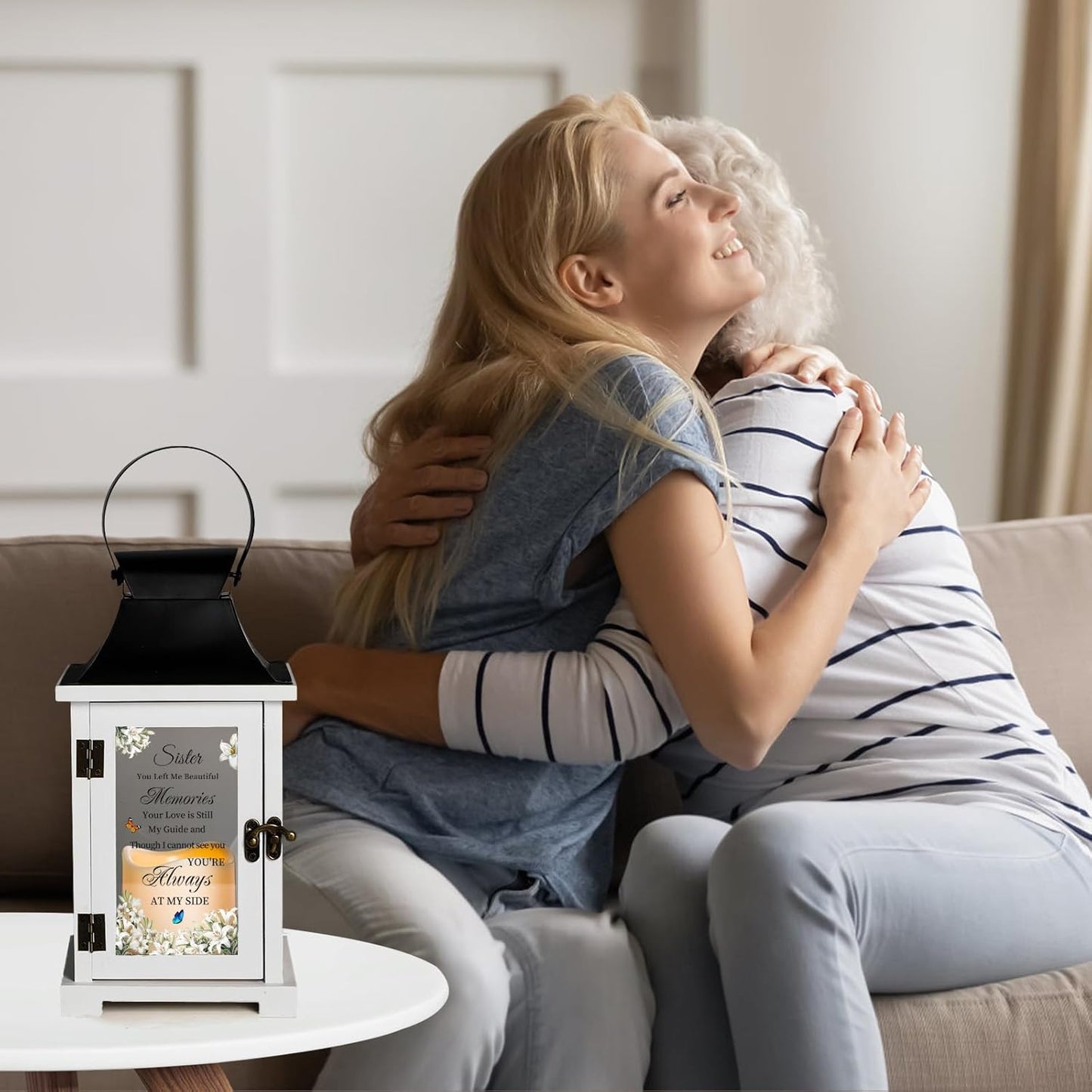 Memorial Lantern Bereavement Sympathy Gifts in Memory of Loved One Memorial Gifts for Loss of Sister Remembrance Gifts for Loss of Sister with LED Candle