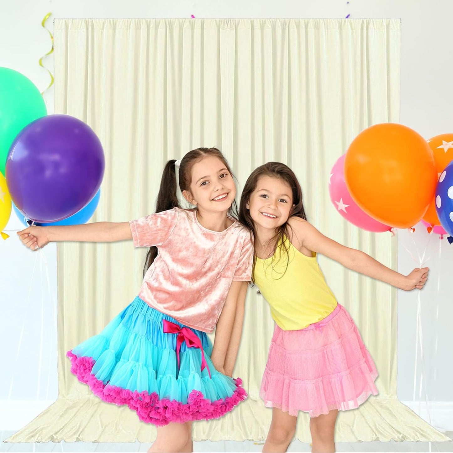 10ft x 10ft Ivory White Backdrop Curtains for Parties, Fabric Satin Background Curtain with Rod Pockets for Weddings, Birthday, Baby Shower, Photography, Graduation Party Backdrop Drapes, 2 Panels