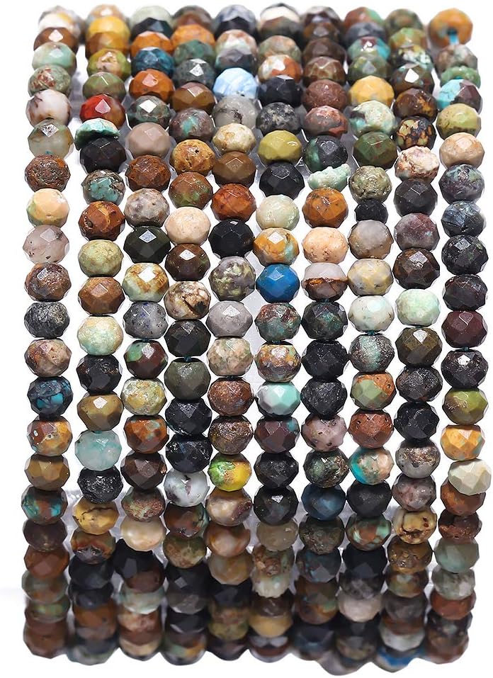 Faceted Natural African Turquoise Stone Rondelle 3x4mm Loose Semi Gemstone Beads for Jewelry Making 38cm