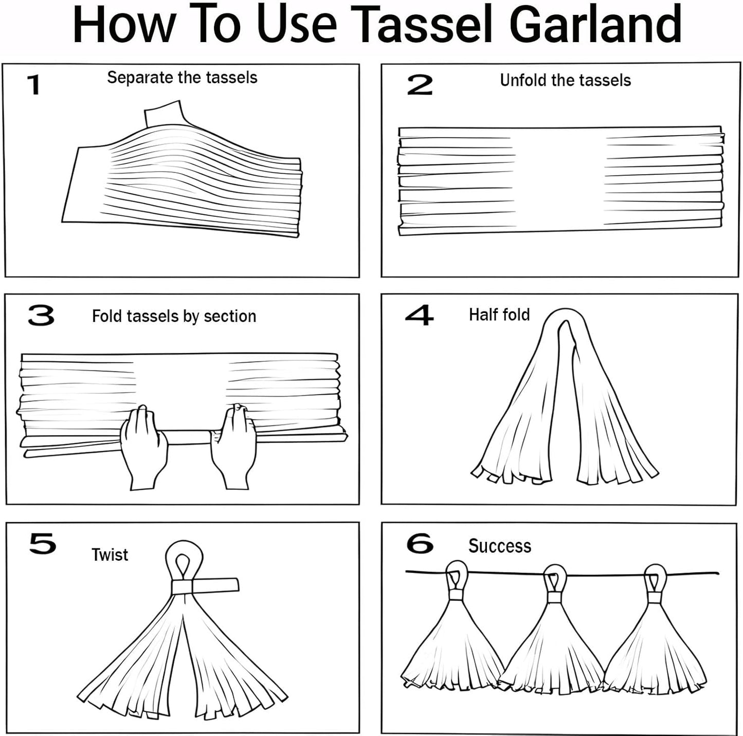 Tissue Paper Tassel Garland Banner, 15 Pack, Pink Green Black, Party Decorations for Birthday, Baby Shower