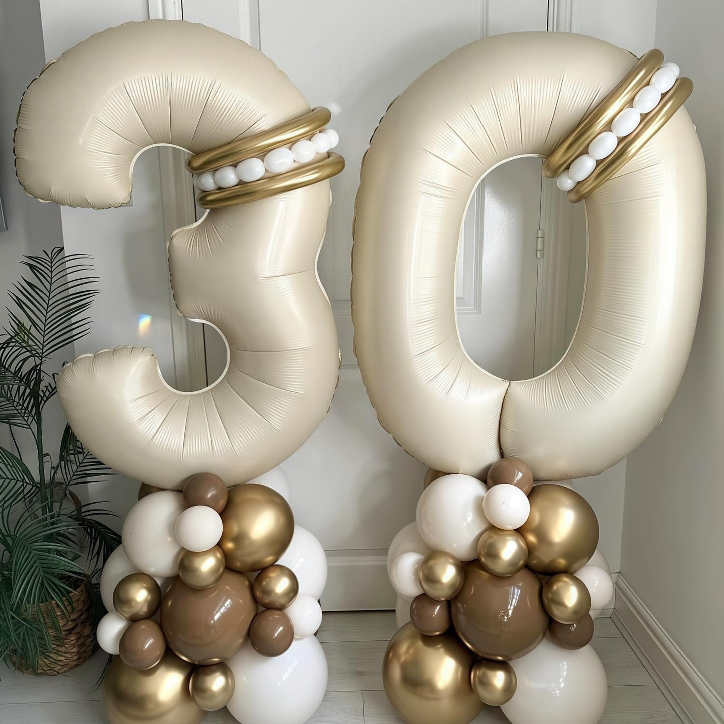 Cream 1 Balloon Number 40 Inch Cream White Number 1 Balloon Helium Mylar 1 Balloon for Birthday Party Decoration