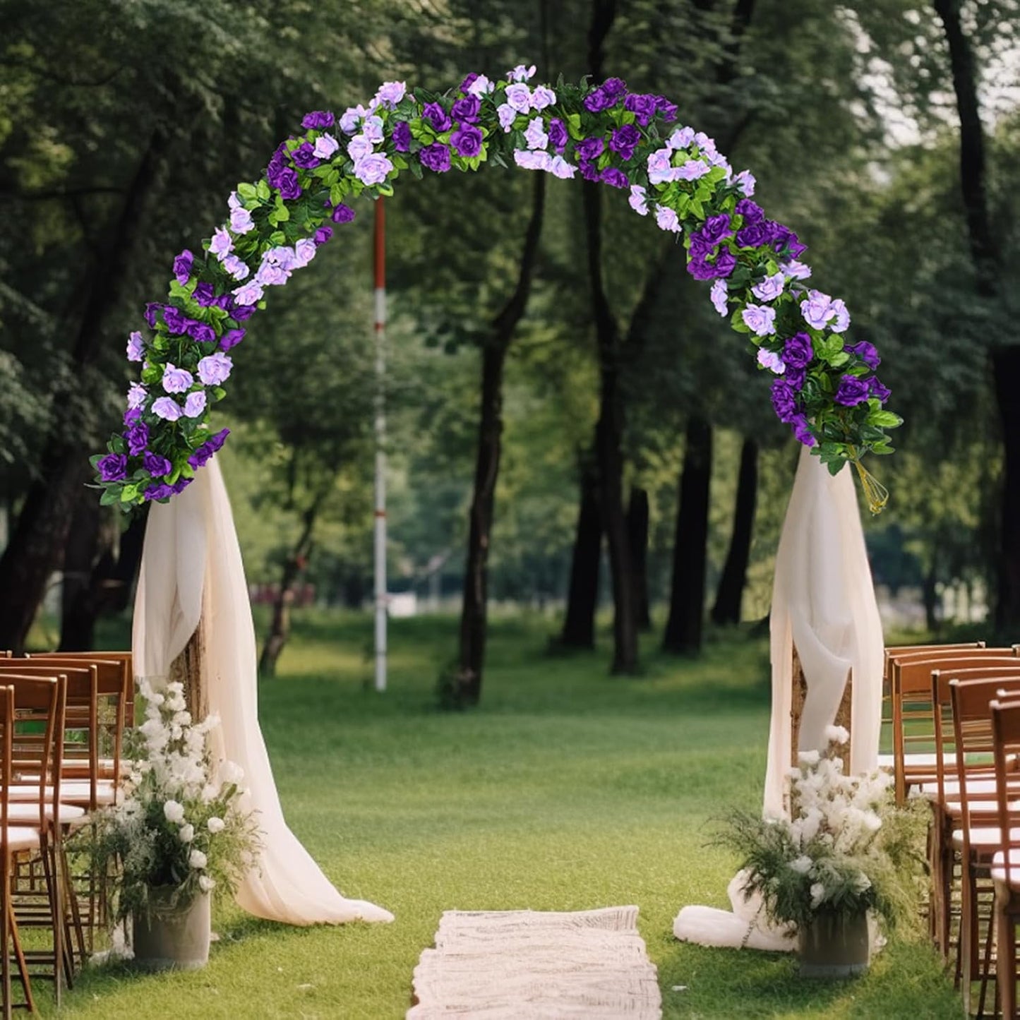 Floweroyal 4 Pack Artificial Flower Garlands 7.9FT Fake Rose Vines Silk Flowers Hanging Rose Ivy for Wedding Arch Party Home Garden Wall Decor (Purple)