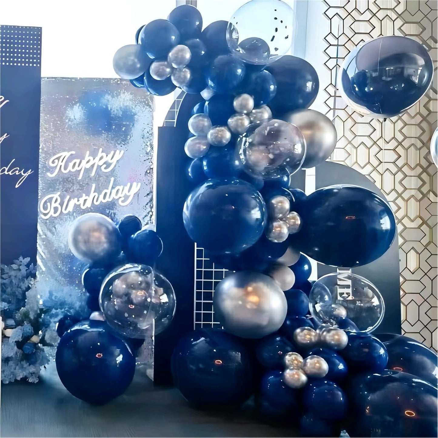 100pcs Navy Blue Balloons, Helium Quality 12 inch Dark Blue Latex Party Balloons for Birthday, Graduation, Christmas, Father's Day Party Decor (66ft Ribbons)