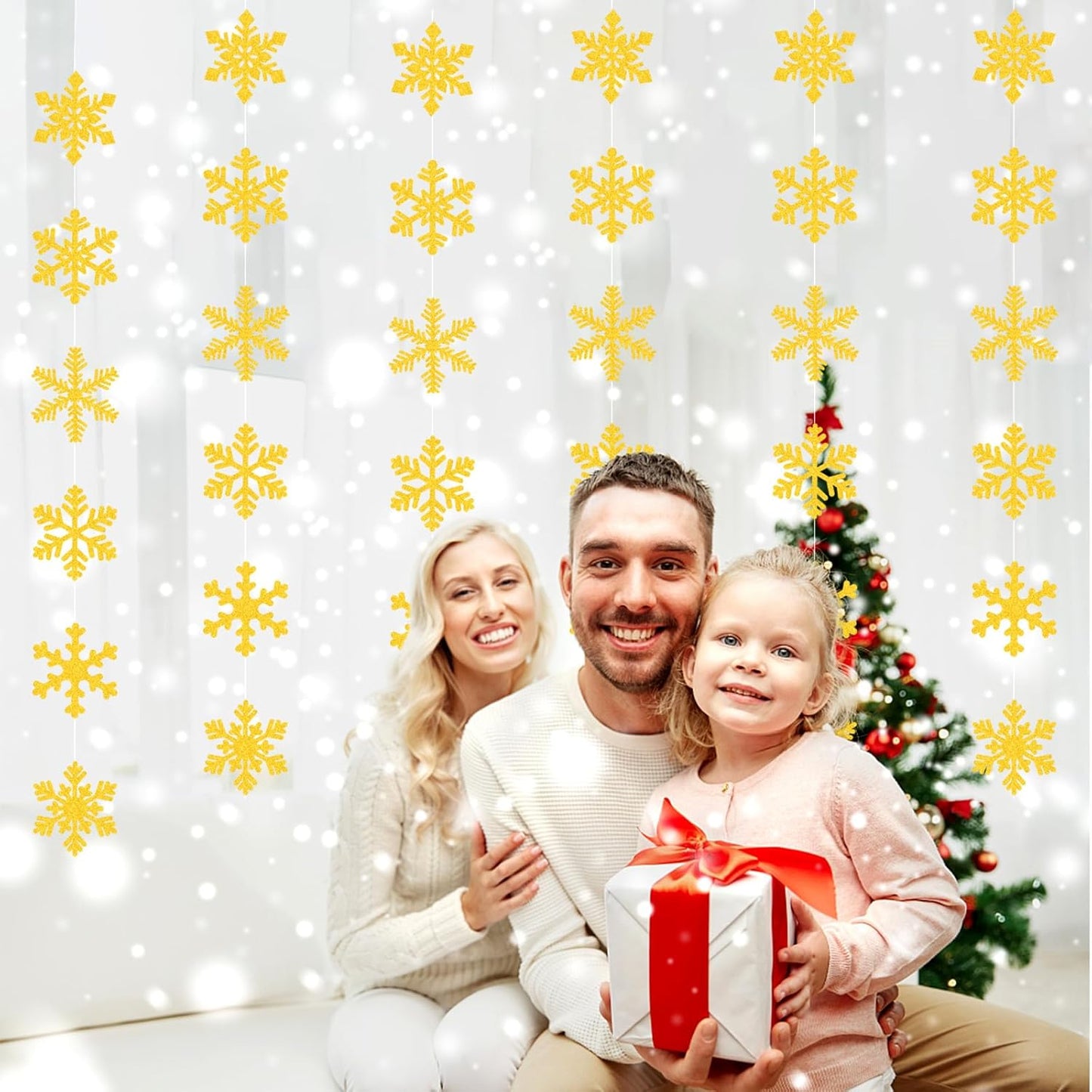 Gold Snowflake-Snow Christmas Party-Decorations Garland - 6pcs Winter Girl Boy Birthday New Year Hanging Decoration Streamers Banner, Wonderland Party Supplies Decor Panduola