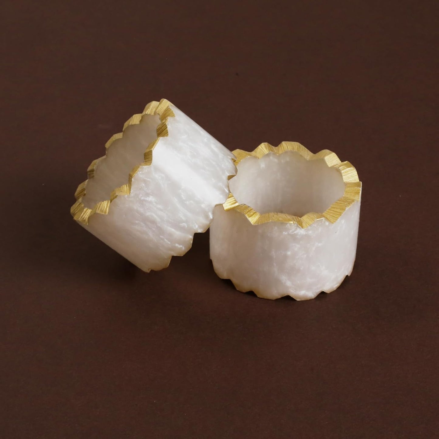 Rustic Epoxy Resin Napkin Rings Set of 6 - Napkin Holders for Parties, Dining, Family Gatherings, Weddings, Holidays, Décor, Gifting Durable Tabletop Decor (Ivory) CLEENTABLE