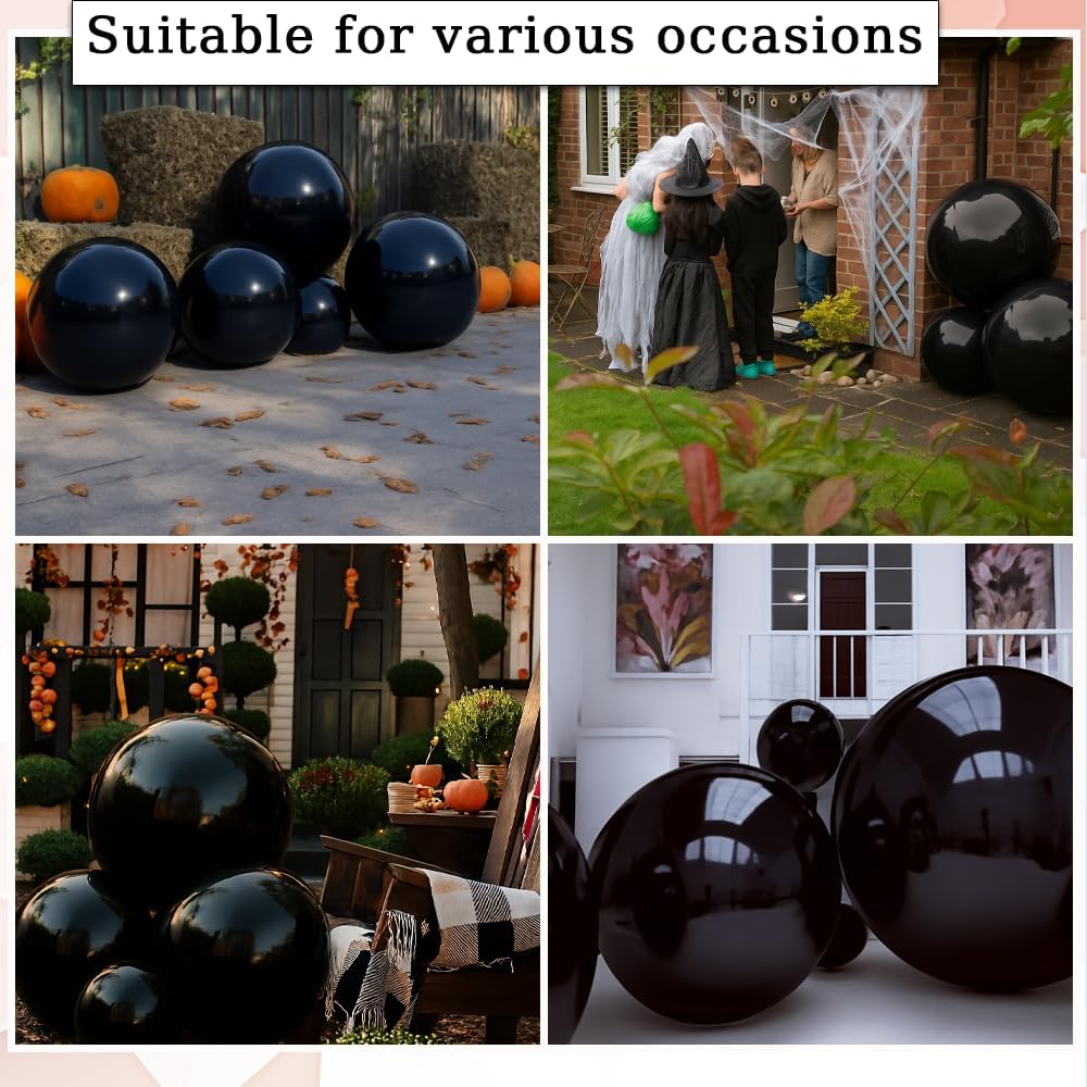 Inflatable Mirror Ball Set - Airtight PVC Spheres for Parties, Weddings, and Events. Perfect for Decoration, Hanging, and Displays. Includes Electric Pump (Black, 24in-2pk_32in_39in_47in_71")