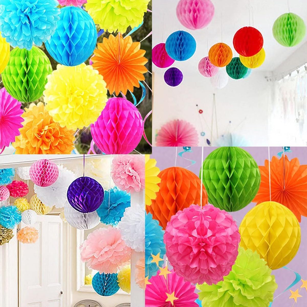12pcs Party Honeycomb Balls Decorations - 4'', 8'', 10'' Honeycomb Tissue Pom Poms For Baby Shower, Wedding, Nursery(4'', 8'', 10'', Green)