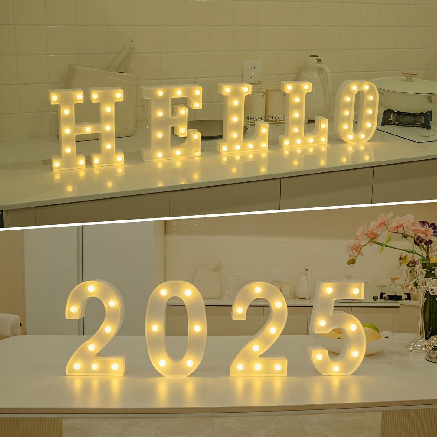 Foaky Rechargeable LED Letter Lights Sign Marquee Light Up Letters Sign for Night Light Wedding/Birthday Party Christmas Lamp Home Bar Decoration (4)