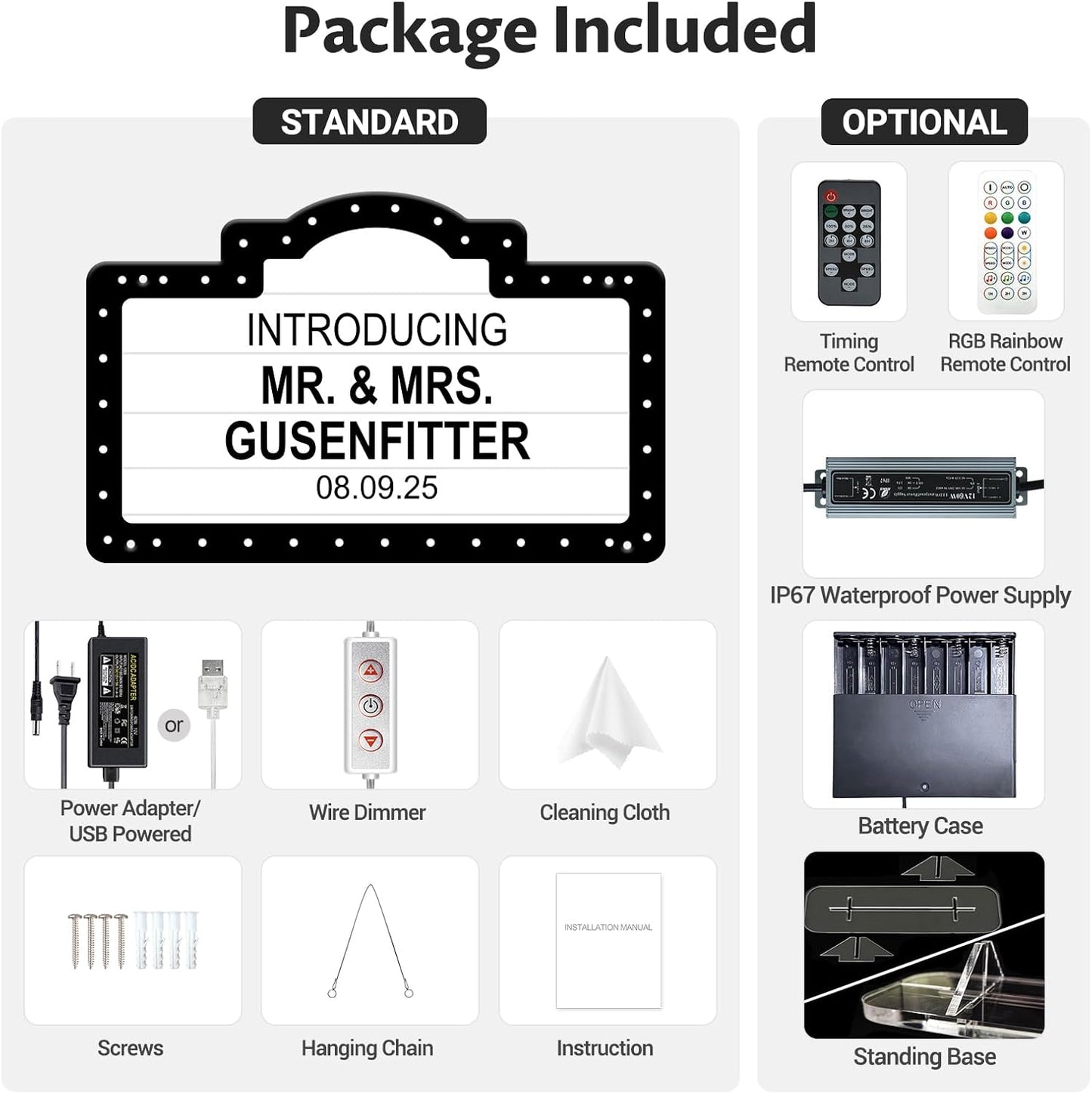 Custom Wedding Bottle Service Sign,IP67 Waterproof LED Marquee Light Up Board with Bulbs,Personalized Party Decoration for Bride Groom,Engagement Anniversary Birthday Celebration Event Decor