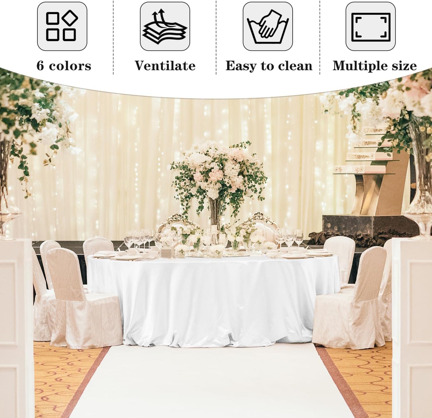 Fitable 6 Pack White Round Table Clothes - 70 Inches in Diameter - Stain Resistant and Washable Tablecloths, Polyester Fabric Table Covers for Wedding, Party, Banquet, Gathering