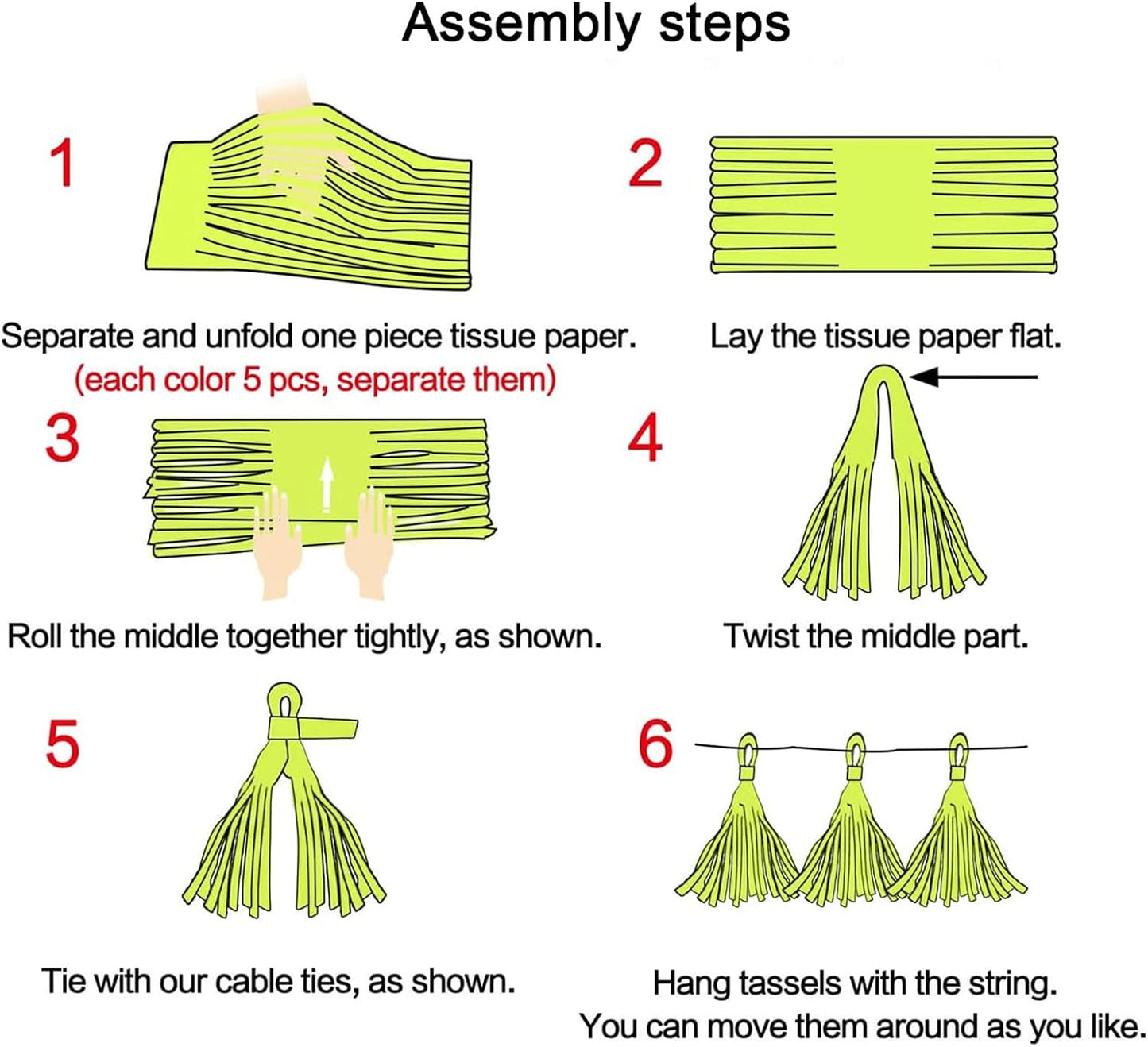 Dark Blue,Light Blue and Black Tassel Garland Banner Paper Tassels for Birthday Party Decorations,Pack of 15