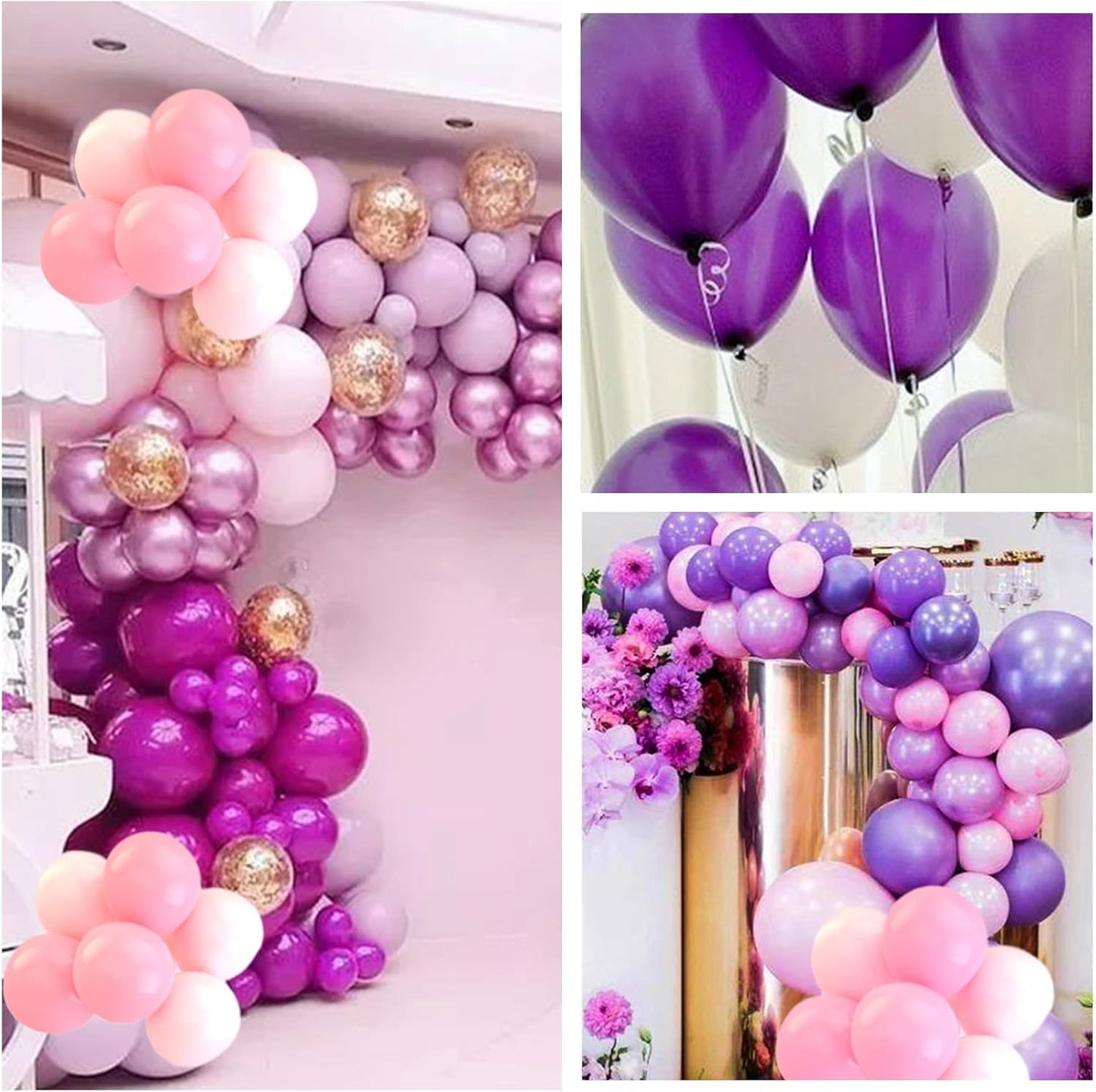 110pcs Purple Balloons 12 inch, Purple Latex Balloons for Birthday Party Baby Shower Wedding(with 2 Ribbons).
