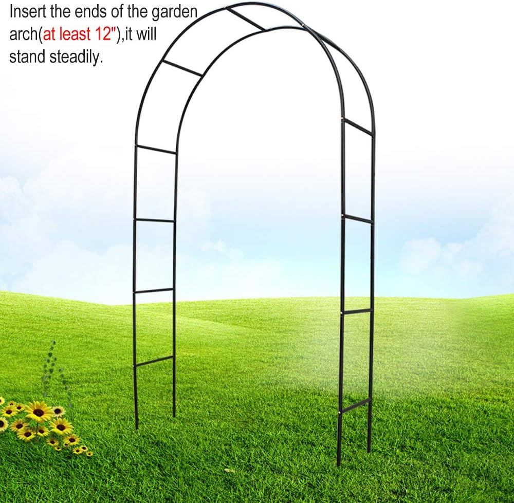 Metal Garden Arbor Wedding Arch 76.8 Inch H x 90.5 Inch W \94.5 Inch H x 55 Inch W Assemble Freely 2 Sizes for Various Climbing Plant Roses Vines Bridal Party Decoration Pergola Arbor (Black)