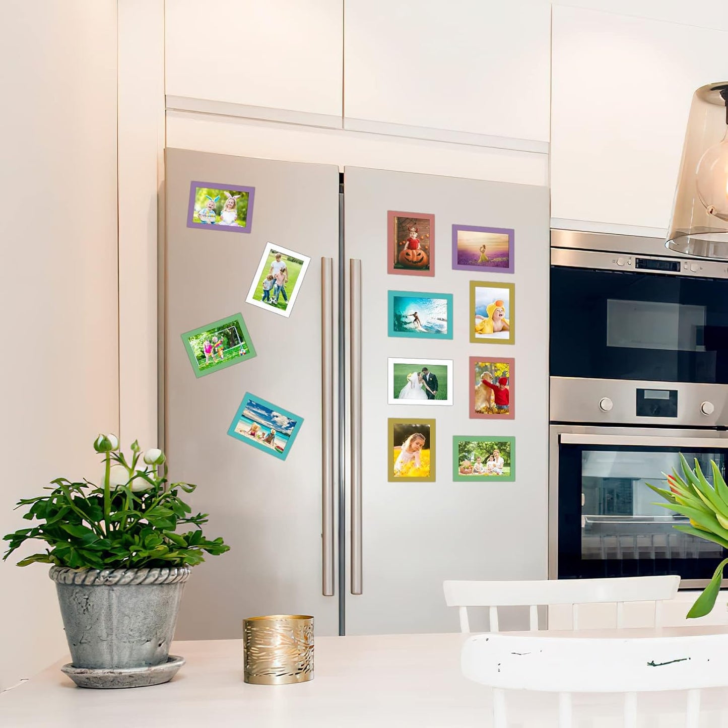 CRUGLA 12 Packs Colorful 4x6 Magnetic Picture Frames for Refrigerator Locker, Colored Peel and Stick Frame Bulk, 4 by 6 Photo Holders for Fridge Dishwasher Whiteboard, 6 Colors