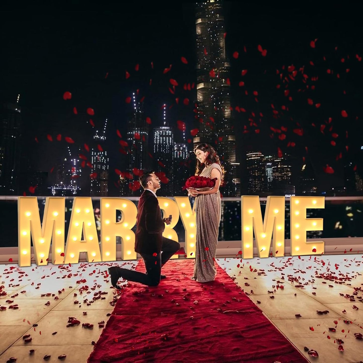 Marquee Letters 4 Feet Tall Large Light Up Letters & Wedding Mr and Mrs Sign Marry Me Engagement Party Decor Yellow Light Birthday Decorations Balloon Arch Kit Foam Sign &