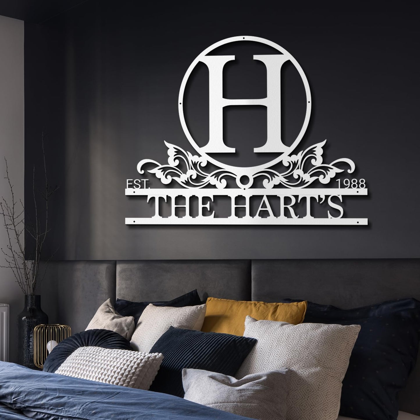 Custom Metal Name Sign Metal Wall Art Split Letter Monogram Wall Art Personalized Wedding Gift Fire Pit Outdoor Decor Cabin Sign