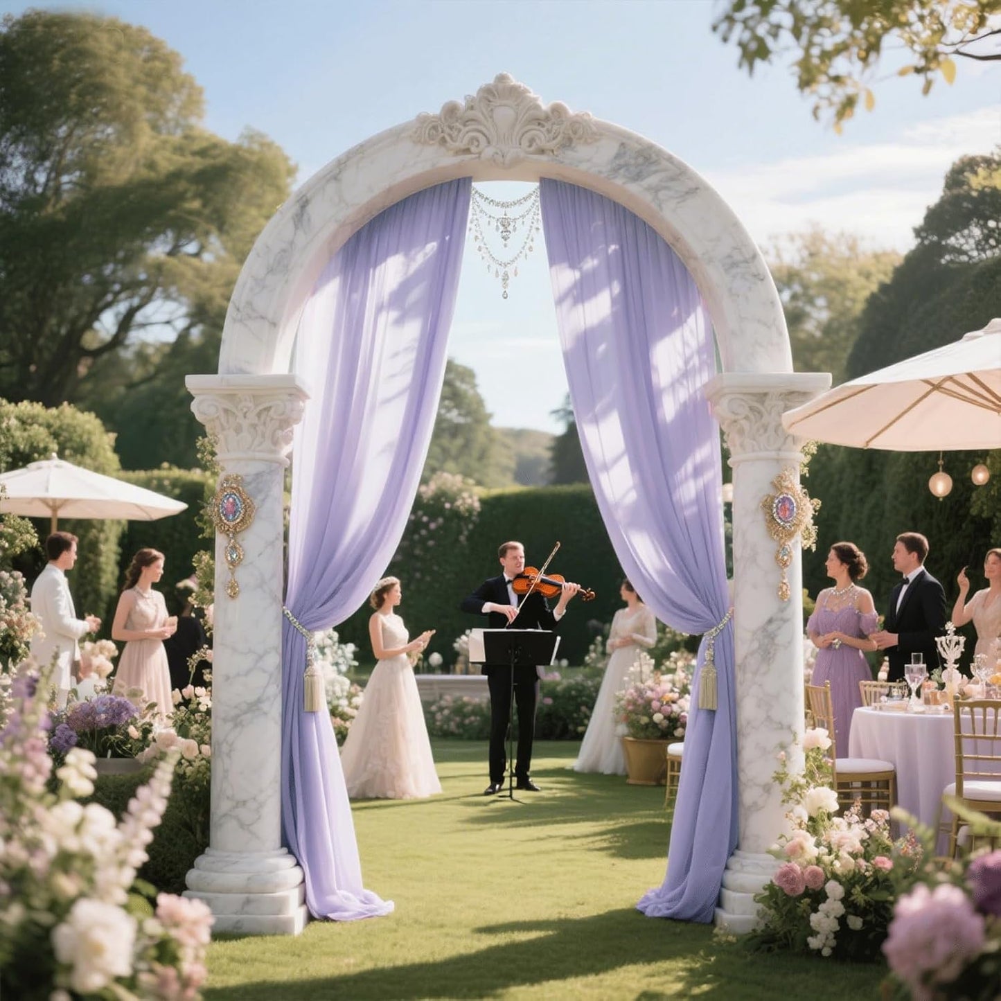 Wedding Arch Draping Fabric 29" x 18 FT Lavender Sheer Chiffon Outdoor Curtain Drapes for Wedding Birthday Party Ceremony Decor(2 Panels, Lavender)