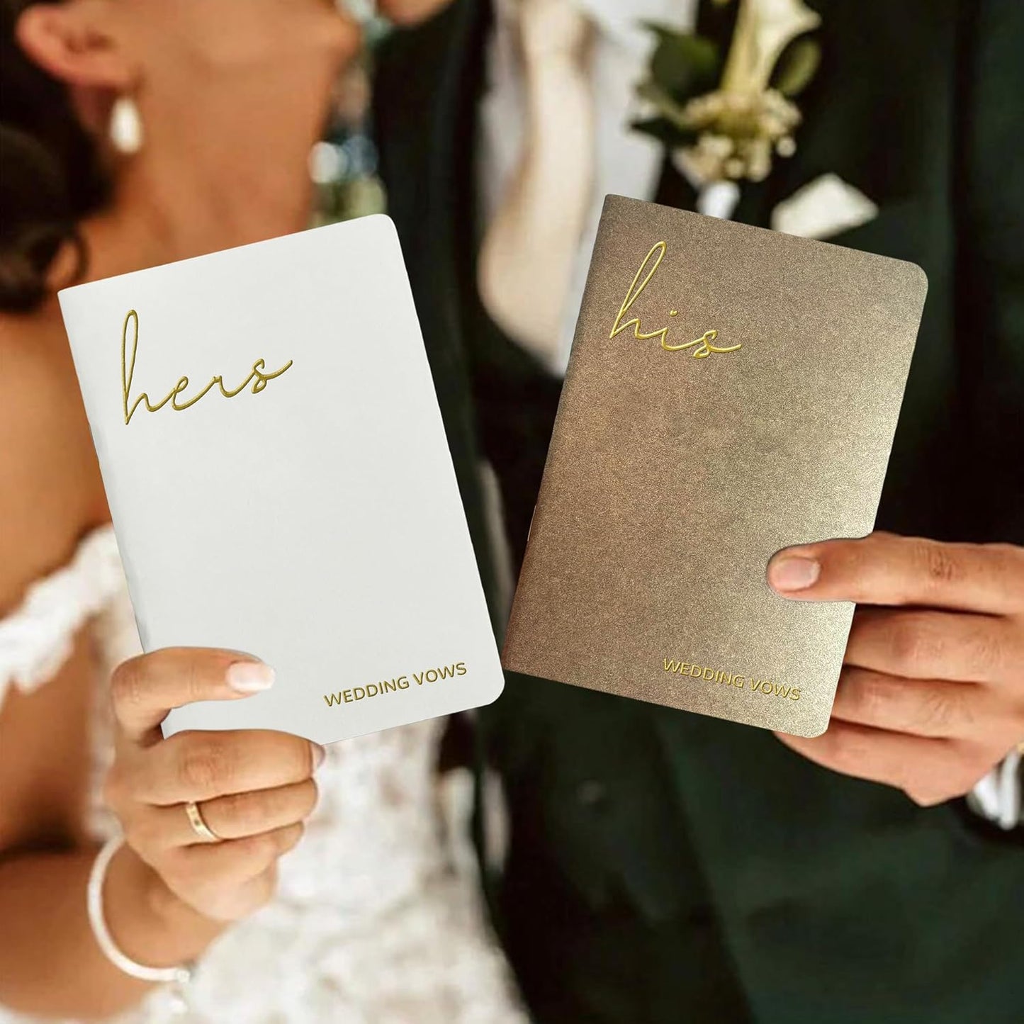 Vow Books His and Hers Wedding Vow Books with Soft Touch Gold Foil Engraving Wedding Essentials Wedding Accessories(XZ-HH-Terracotta)