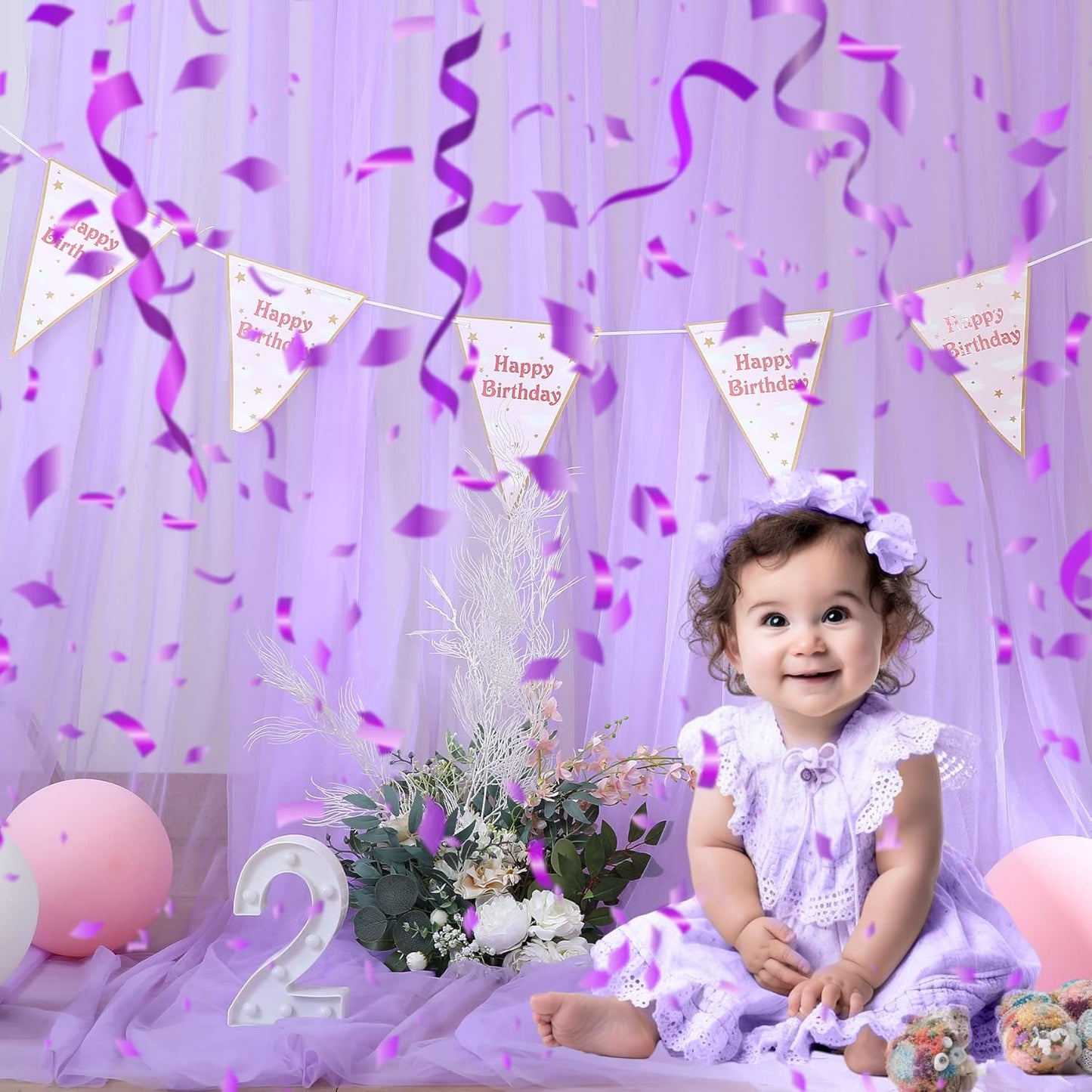 Lavender Tulle Backdrop Curtains for Parties Baby Shower Birthday Wedding 10ft X 10ft Sheer Backdrop Curtains for Butterfly Elephant Memaid Photoshoot Decorations